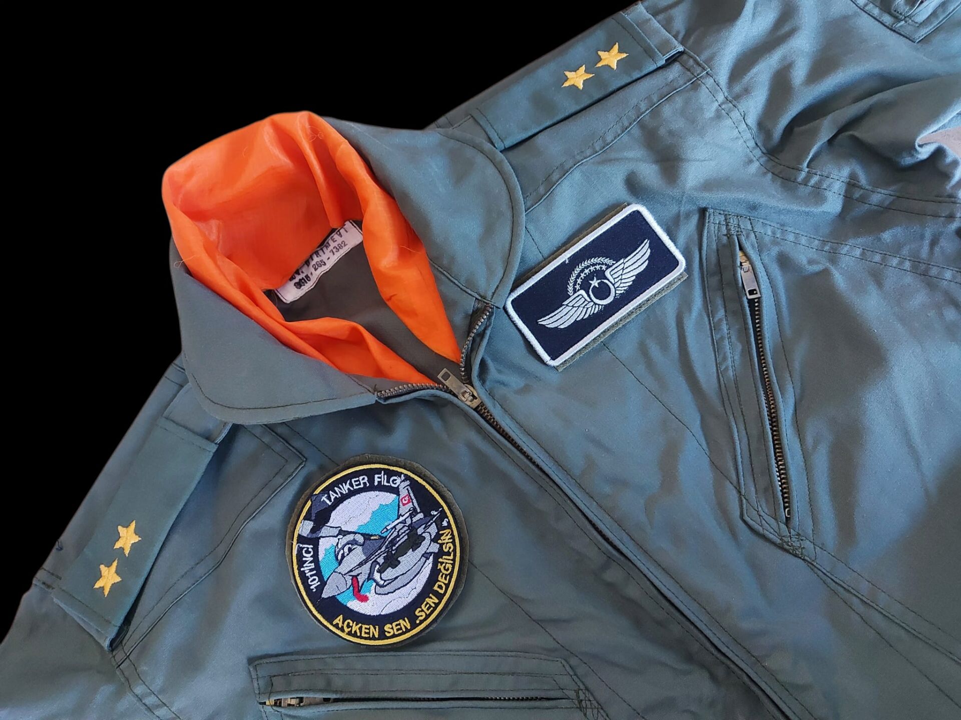 136x20 cm. Turuncu Renk İpek Kumaş  Vintage Pilot Fular (Orjinal Ürün)