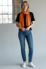 136x20 cm. Turuncu Renk İpek Kumaş  Vintage Pilot Fular (Orjinal Ürün)