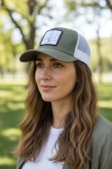 Haki Renk Beyaz Fileli Ayarlanabilir F-16 Kabartma Nakış Şapka Unisex