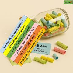 99 Adet Esmaül Hüsna (Cam Kavanoz İçinde 99 Adet Rulo Halinde)