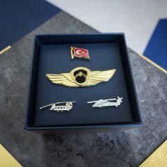 9.5x9.5x6 cm. Kutusunda  1 Adet Metal Pilot Brove-3 Adet Metal Rozet Kombini (Dekoratif Ürün)