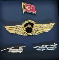 9.5x9.5x6 cm. Kutusunda  1 Adet Metal Pilot Brove-3 Adet Metal Rozet Kombini (Dekoratif Ürün)