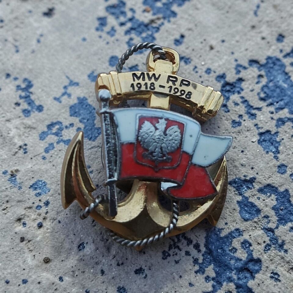 4x5 cm.Polonya Donanma Yaka İğnesi Pirinç-Emaye (Donanmanın 80.Yılı)