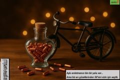 Kalp Formunda Cam Şişe İçinde Kapsül Halinde 50 Adet Kıymetli Aşk Sözleri
