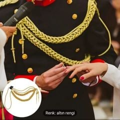 Harp Okulu Harici Ceket Kordonu Sarı Renk (Çift Metal Marpuçları İle Birlikte) Sıfır Ürün
