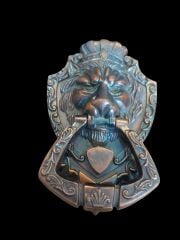 11x17.5 cm. Bakır Madenden Aslan Başlı Kapı Tokmağı