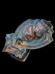 11x17.5 cm. Bakır Madenden Aslan Başlı Kapı Tokmağı