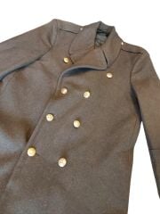 Türk Ordusu Yün Kaput  Sb. (Apoletli) (48-B/ M-L Beden) Sıfır Ürün (Arka Kısmı Düz Model)