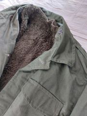 1980'ler Haki Renk Miflonlu Parka Unisex (54B-L Beden) Sıfır Ürün