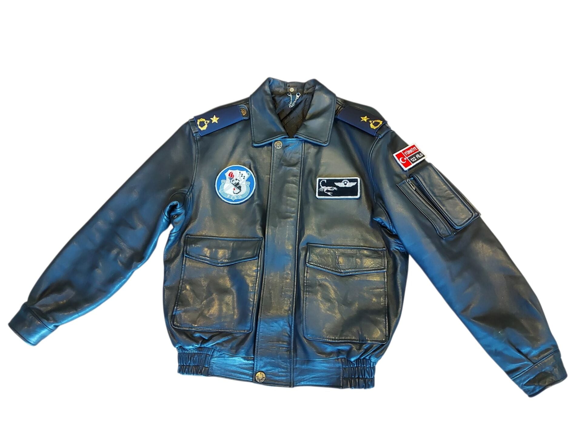 Siyah Renk Hakiki Deri  Pilot Mont (M-L Beden) Orjinal Sıfır Ürün