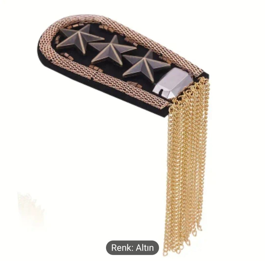 7.5x4 cm. Military Fashion Omuz Apolet (Gold Renk) 1 Adet