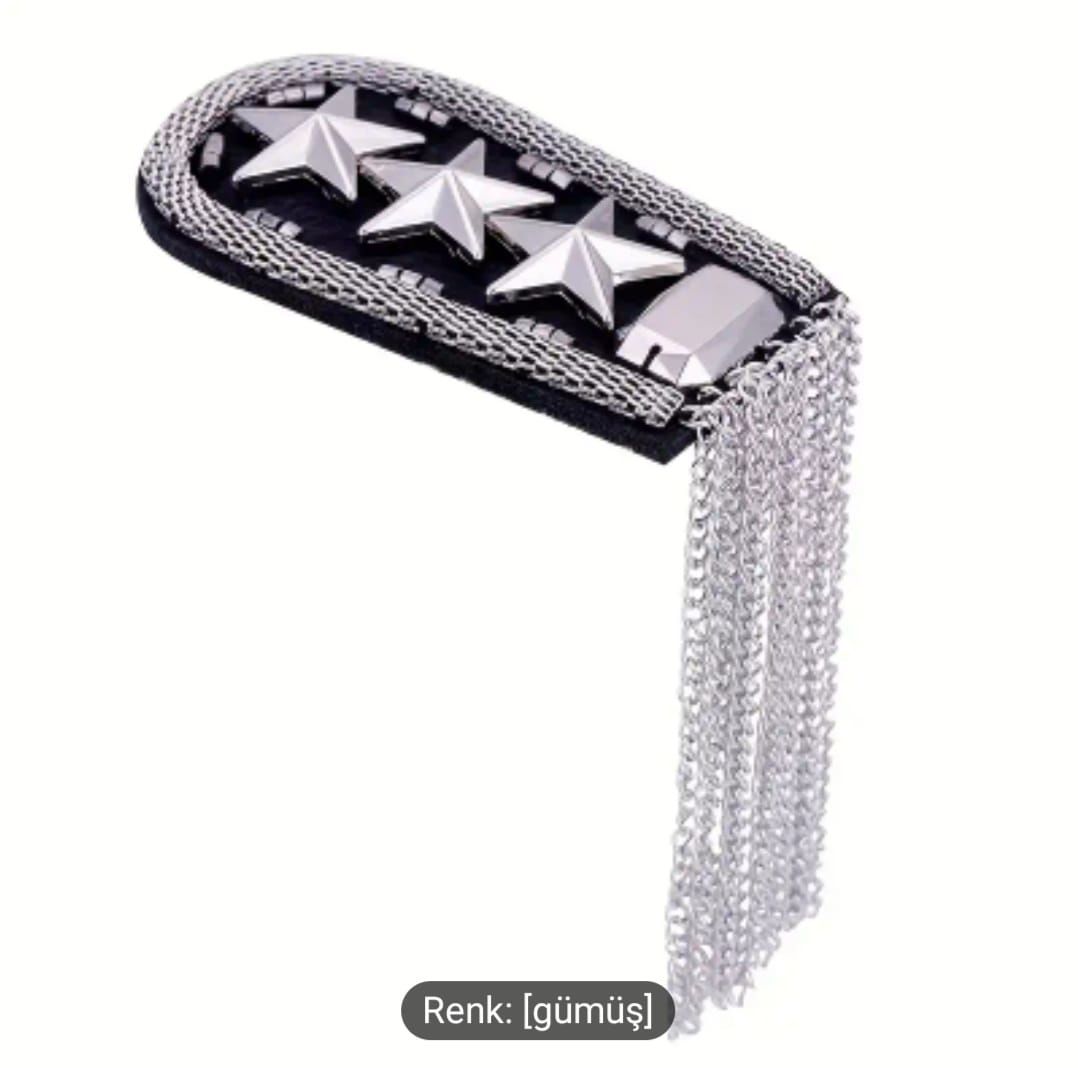 7.5X4 cm Military Fashion Omuz Apolet (Metalik Renk) 1 Adet
