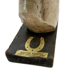 6x14x19 cm. Wintage İspanya Üretimi At Görselli İçi Dolu Rom Şişesi