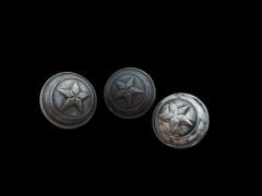2cm. Çap Eski Dönem Kabartma Yıldız Metal Üniforma Düğme Lotu (3 Adet )
