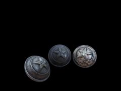 2cm. Çap Eski Dönem Kabartma Yıldız Metal Üniforma Düğme Lotu (3 Adet )