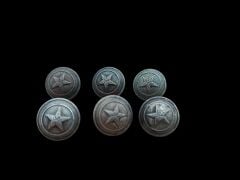 1.5 cm. Çap Eski Dönem Kabartma Yıldız Metal Üniforma Düğme Lotu (6 Adet)