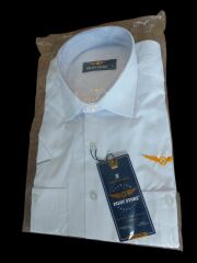 Beyaz Renk Nakış Brove Kısa Kollu Apoletli Pilot Gömlek Unisex (S Beden)Paketinde