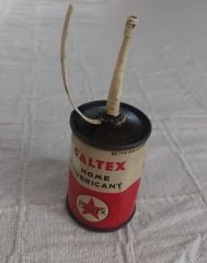 Vintage 13x4.5 cm. US Caltex Metal Yağdanlık