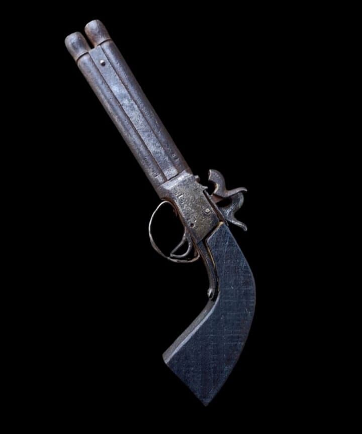 Antika İki Namlulu Ağızdan Dolma Piştov (Kolleksiyon Ürünü)