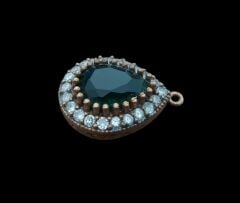 2cm. Yeşil Taşlı Vintage Kolye Ucu