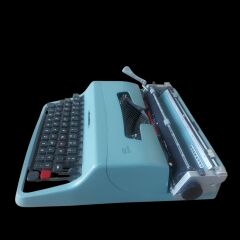 Açık Mavi Renk İtalyan Olivetti Daktilo Çalışır Durumda (Çantasız)