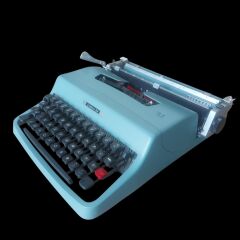 Açık Mavi Renk İtalyan Olivetti Daktilo Çalışır Durumda (Çantasız)