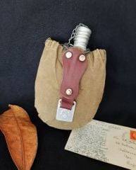 Vintage Alüminyum Askeri Matara Kumaş Kılıflı