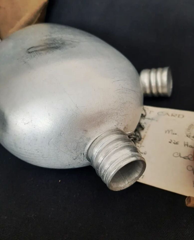 Vintage Alüminyum Askeri Matara Kumaş Kılıflı