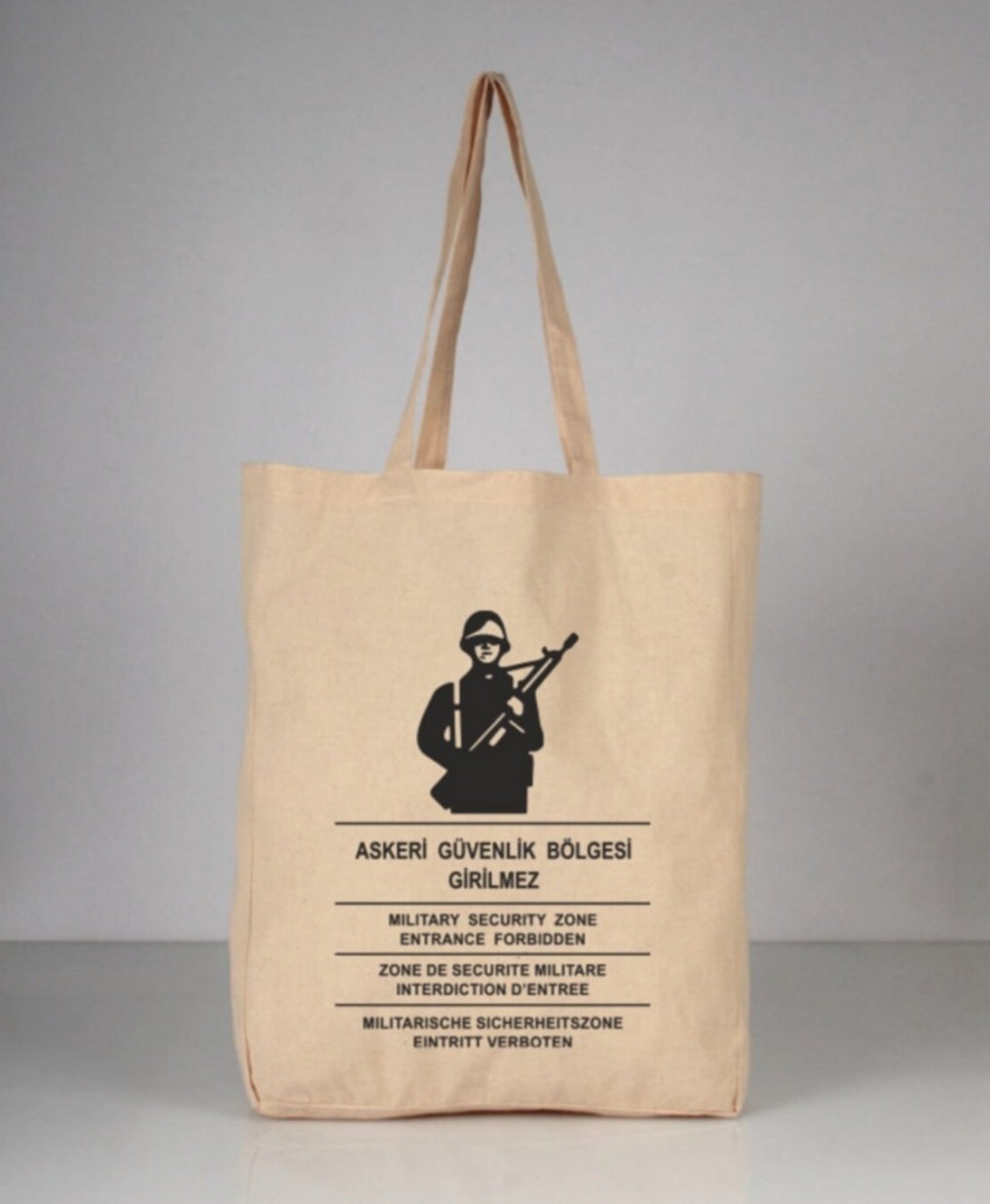 Askeri Bölge Girilmez Motifli Bez Çanta