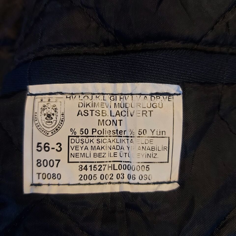 Lacivert Renk Hava Kuvvetleri Apoletsiz Mont (56/3-XL Beden)