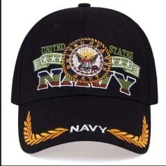 US Navy Nakışlı Siyah Renk Şapka Unisex (Ayarlanabilir)