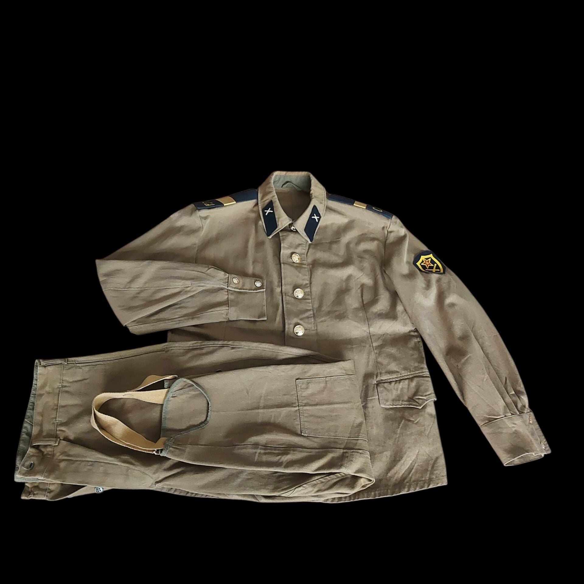 Geç Soğuk Savaş Dönemi (1970-1980'ler) Sovyet Topçu Birliği Ceket-Pantalon Takım Unisex (54-3/L Beden)
