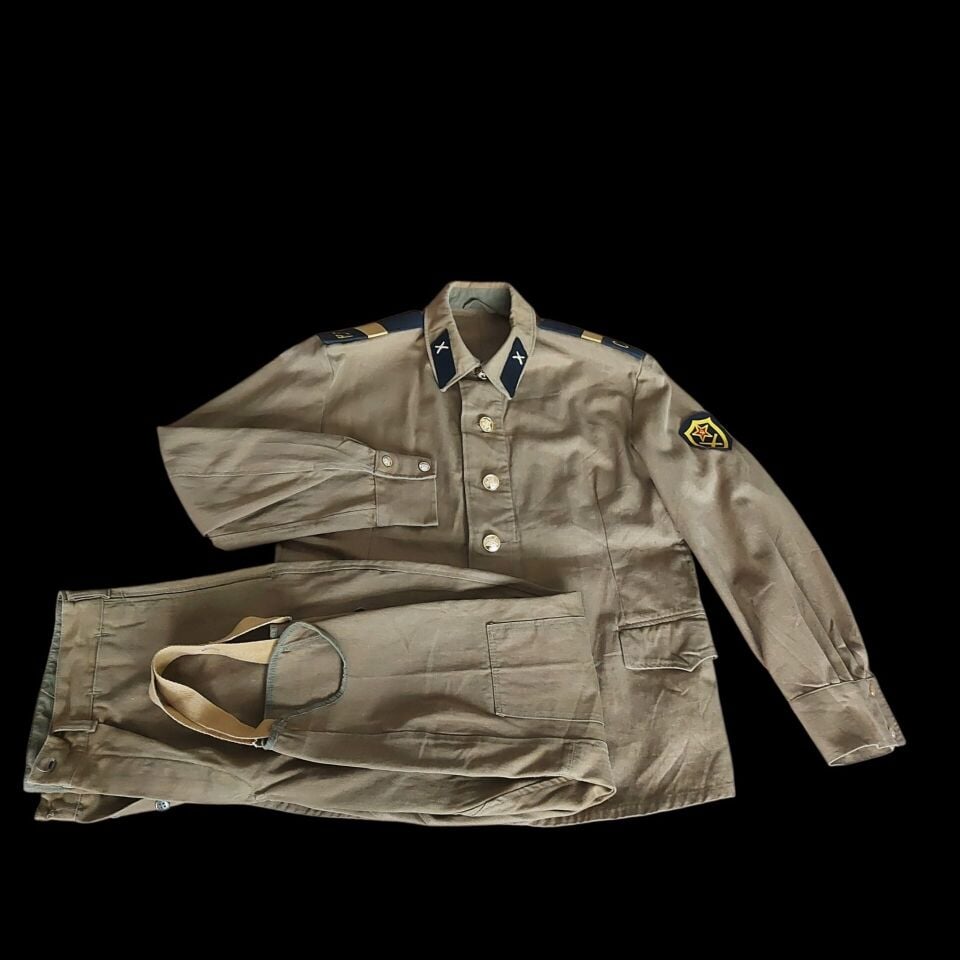 Geç Soğuk Savaş Dönemi (1970-1980'ler) Sovyet Topçu Birliği Ceket-Pantalon Takım Unisex (54-3/L Beden)