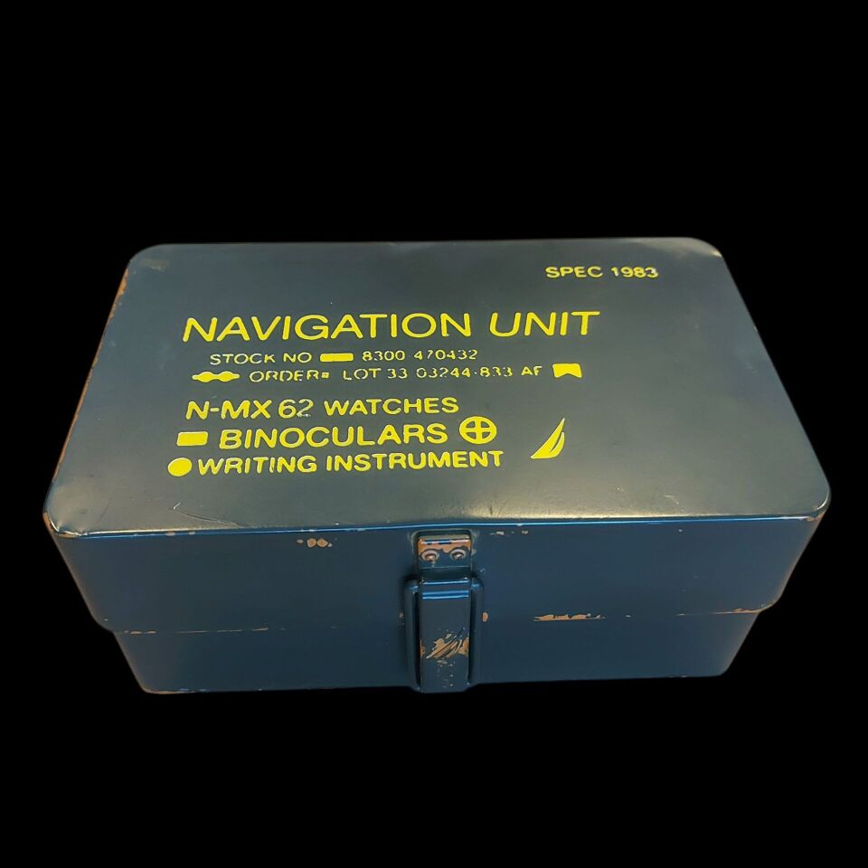 20x13x10 cm. Haki Renk Metal Navigasyon Ekipman Kutusu Formunda Saat Kutusu (Dekoratif Ürün)