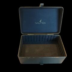 20x13x10 cm. Haki Renk Metal Navigasyon Ekipman Kutusu Formunda Saat Kutusu (Dekoratif Ürün)