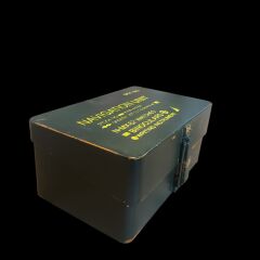 20x13x10 cm. Haki Renk Metal Navigasyon Ekipman Kutusu Formunda Saat Kutusu (Dekoratif Ürün)