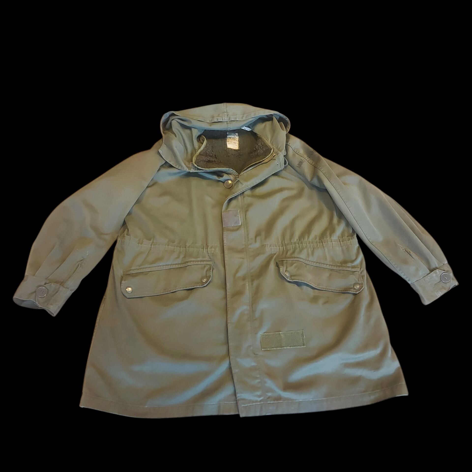 (1960-1980) Haki Renk Fransız Ordusu M-64 Parka Miflonlu Unisex (M-L Beden)