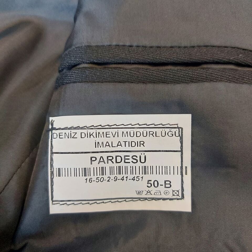 Siyah Renk Deniz Kuvvetleri Sb. Pardesü Unisex (50-B/M-L Beden) Sıfır Ürün