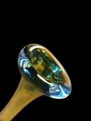 17 cm. Zeytinyağı Yeşili Üfleme Cam Vazo