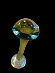 17 cm. Zeytinyağı Yeşili Üfleme Cam Vazo