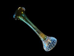 17 cm. Zeytinyağı Yeşili Üfleme Cam Vazo