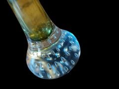 17 cm. Zeytinyağı Yeşili Üfleme Cam Vazo