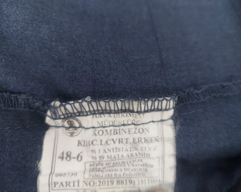 Lacivert Renk Uçuş Kombinezonu (Tulumu) Unisex Model-11 (48-6/M Beden)