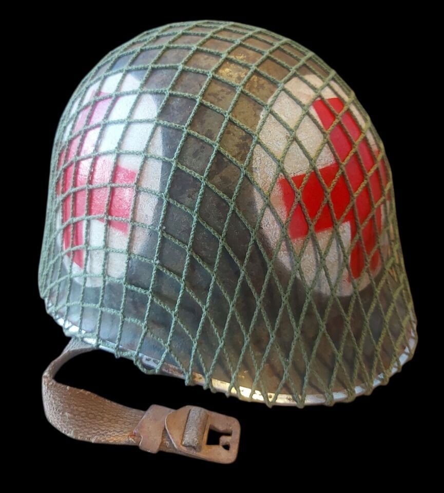 1977 Alman VDN (Amerikan M1) Sıhhiye Fileli Çelik Miğfer