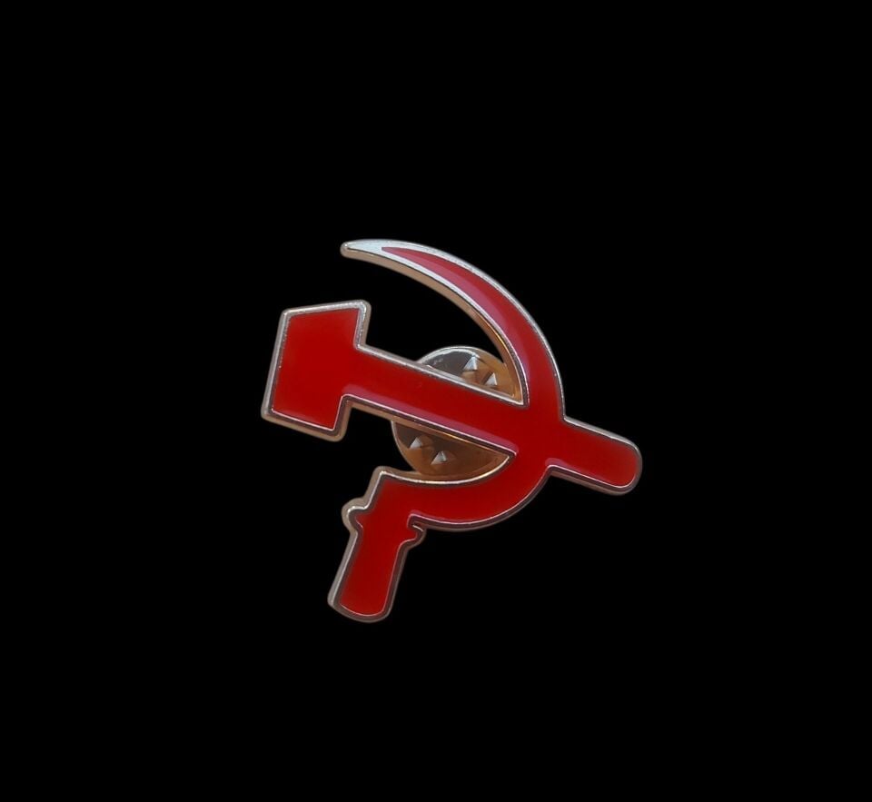 3x3 cm. Metal Hammer&Sickle (Orak&Çekiç) Rozet Klipsli