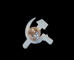 3x3 cm. Metal Hammer&Sickle (Orak&Çekiç) Rozet Klipsli