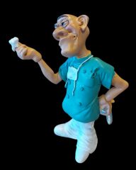 15 cm. Karikatürize Diş Hekimi Biblo (Polyester Malzeme)