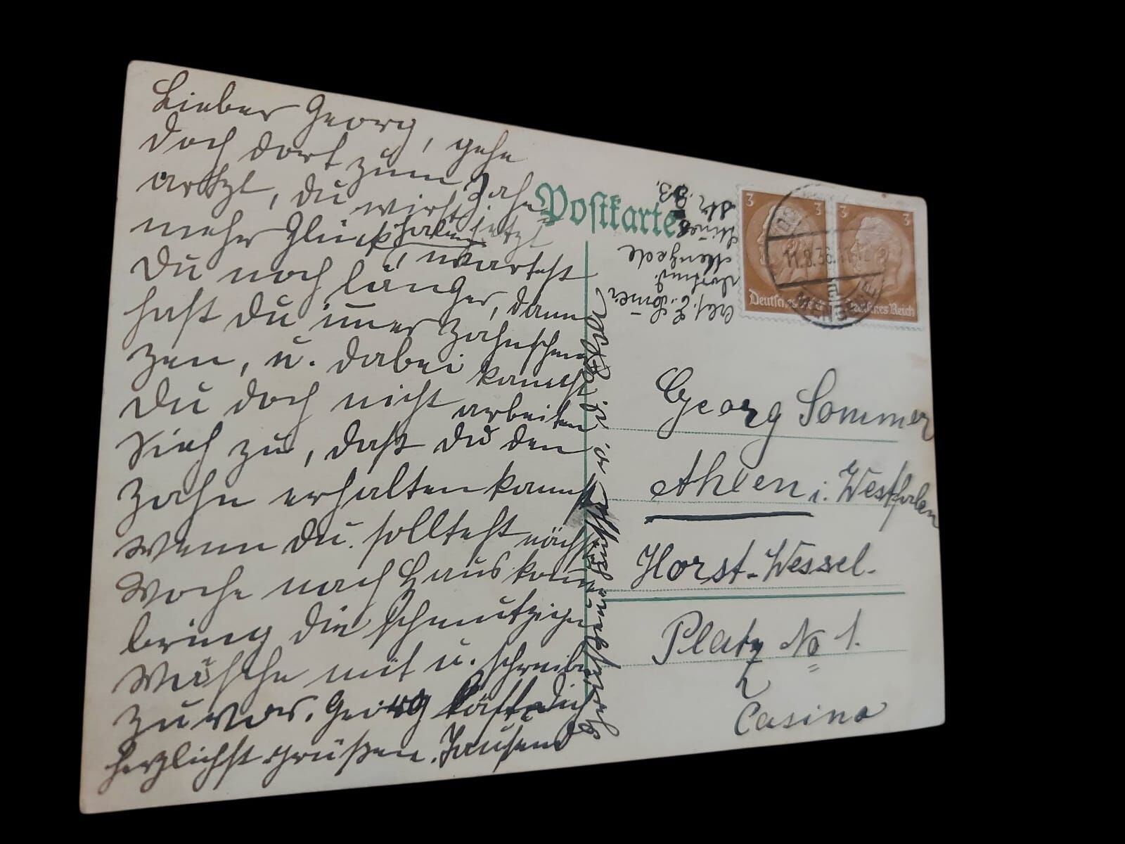 1936 Ww2 Dönemi Alman Postadan Geçmiş Kartpostal