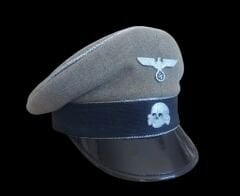 Ww2 Dönemi Alman Schutzstaffel Subay Schirmmütze (Kasket) Şapka Unisex (55-59 Numara)