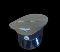 Ww2 Dönemi Alman Schutzstaffel Subay Schirmmütze (Kasket) Şapka Unisex (55-59 Numara)